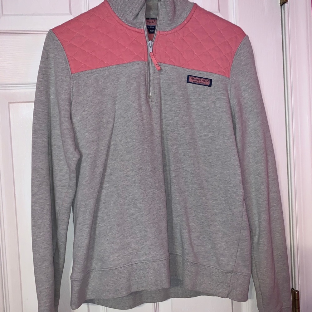 Pink and grey vineyard vines quarter-zip